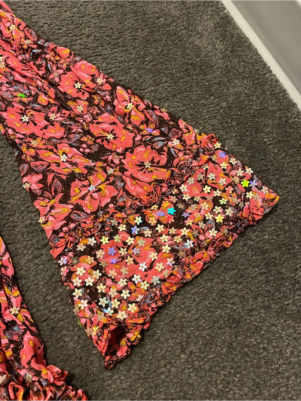 Free People Bali Sweet Blooms Sequins Mini Dress